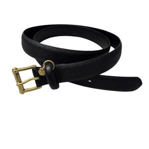 Lauren Ralph Lauren Leather Belt Womens Large Black Goldtone Buckle Pebble Charm